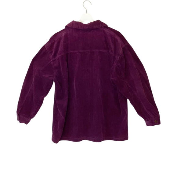 Denim & Co. Shacket Jacket Women Large Plum Vtg Cotton Corduroy Full Zip Pockets - Picture 2 of 11
